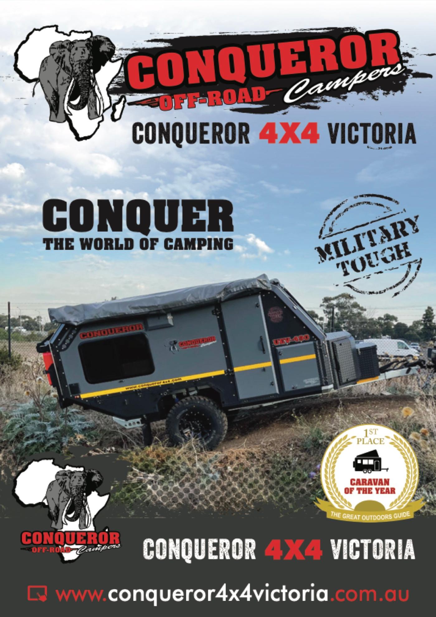 Conqueror 4x4 Victoria — Off-road campers · 4-page A4 flyer