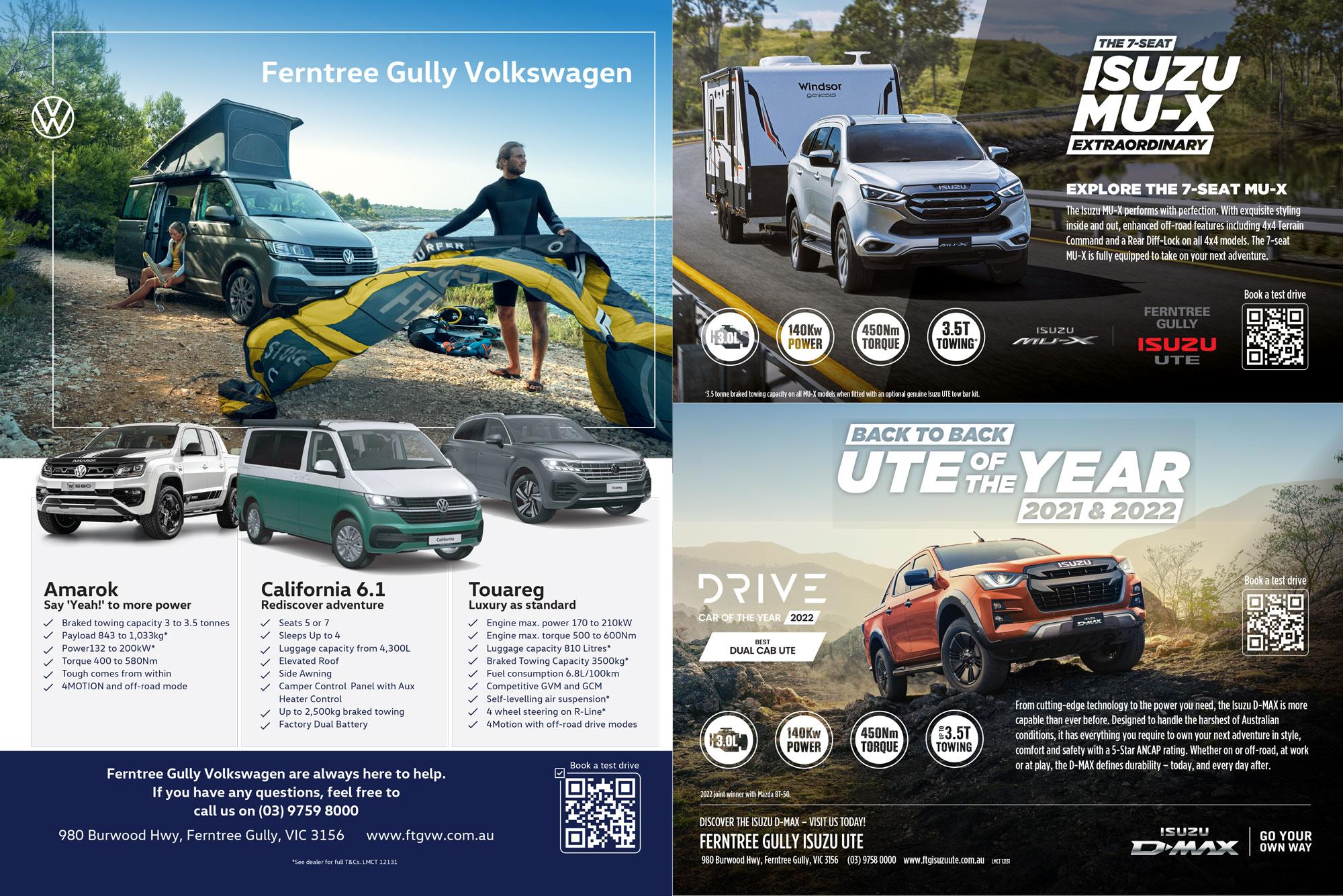 Ferntree Gully Volkswagen & Isuzu UTE — Dual-brand magazine spread